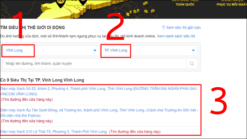 Hình minh họa cho việc tìm cửa hàng Thế Giới Di Động
